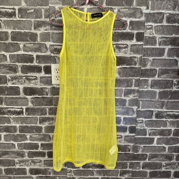 White Fox Boutique Over Him Mini Dress lemon yellow swimsuit cover up - Picture 2 of 10